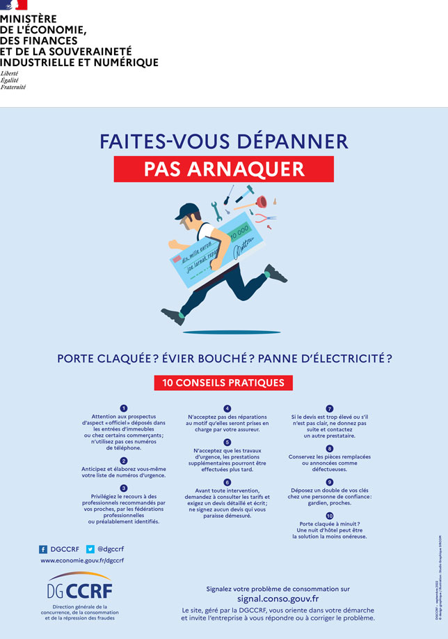 Campagne de sensibilisation et d'information des consommateurs sur les arnaques au dépannage à domicile